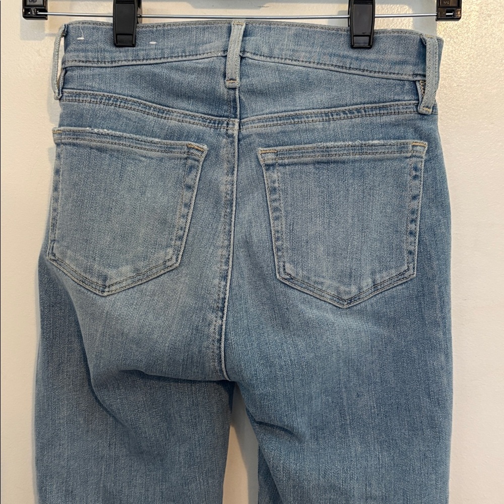 Loft Light Wash Let Down Exposed Button Fly Hem Kick Crop Jeans 00 / 24 Petite - Picture 5 of 11